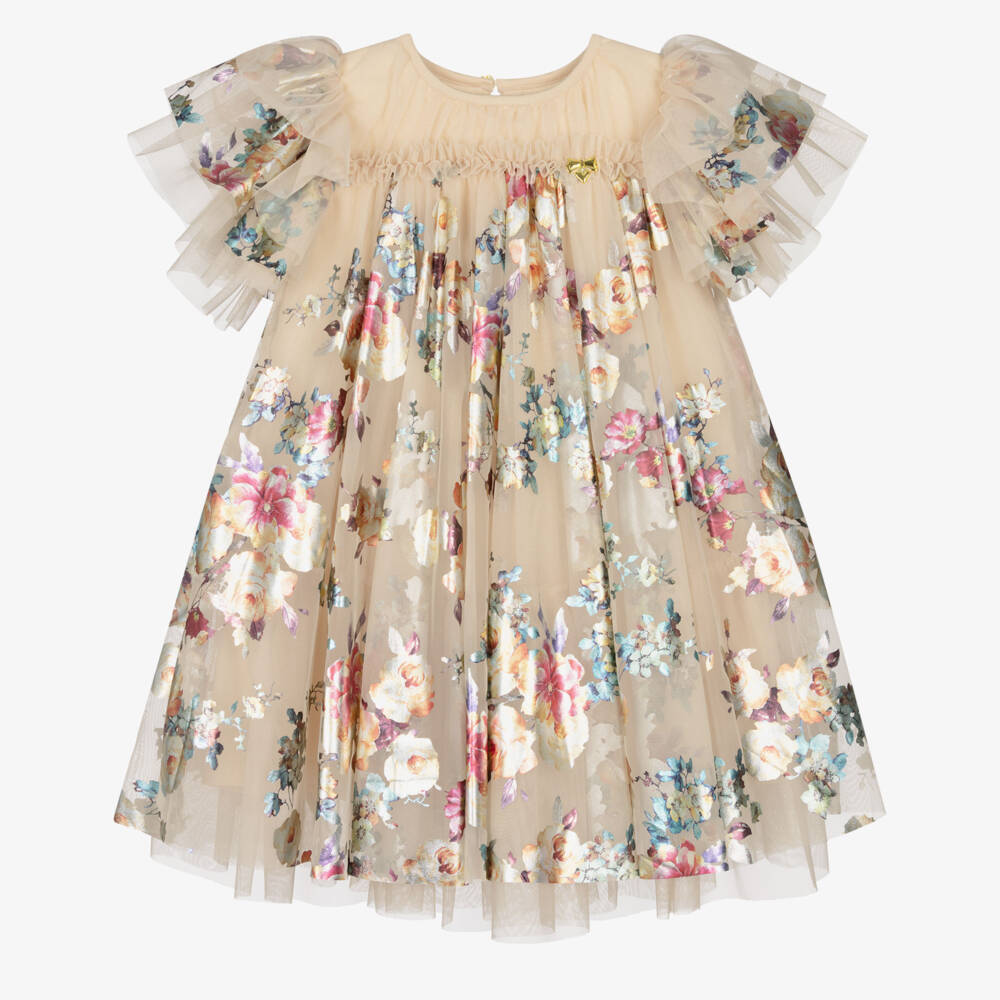 Angel's Face-Золотое платье с цветочным узором | Childrensalon Outlet