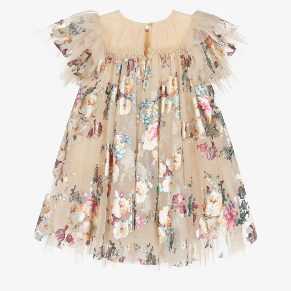 Angel's Face-Золотое платье с цветочным узором | Childrensalon Outlet