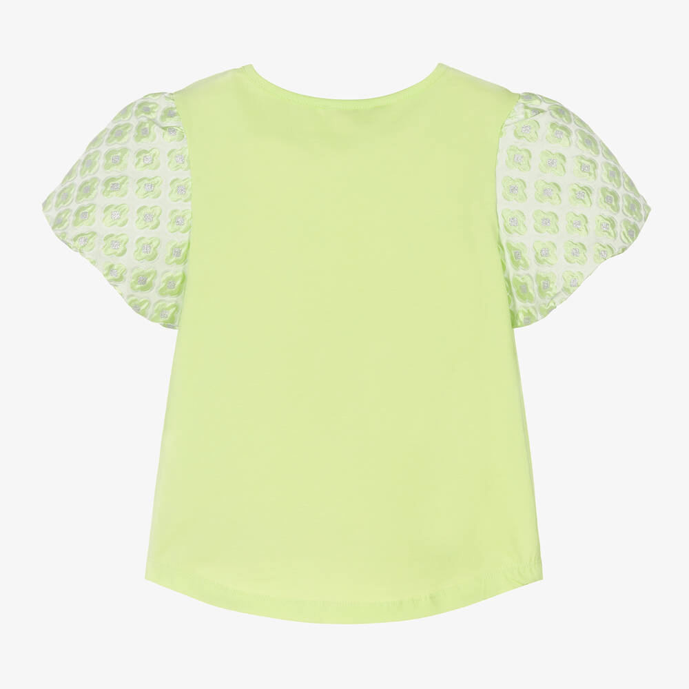 Angel's Face-Зеленый хлопковый топ с парчой | Childrensalon Outlet