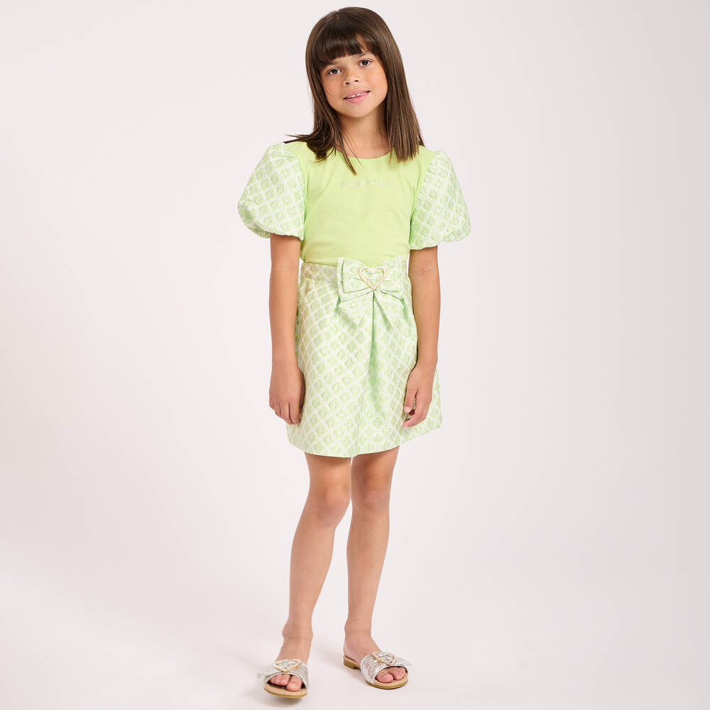 Angel's Face-Зеленый хлопковый топ с парчой | Childrensalon Outlet