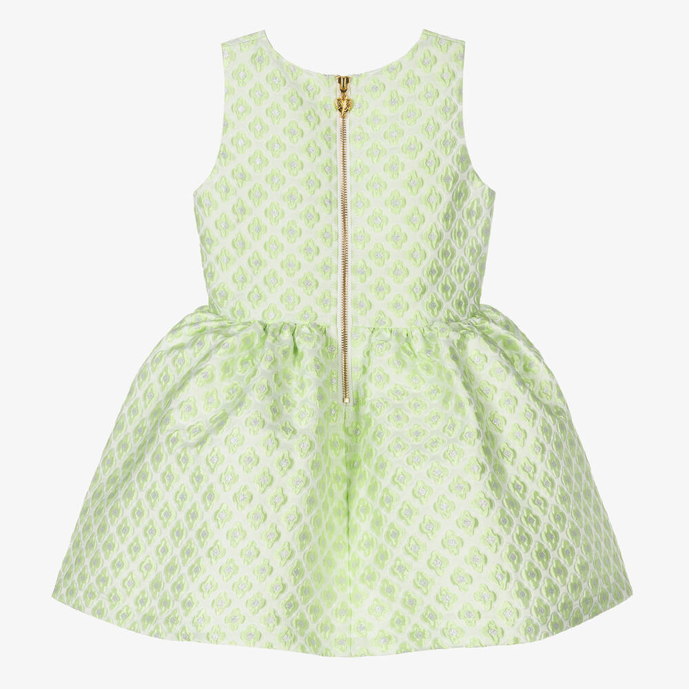 Angel's Face-فستان بروكاد بنقشة ورود لون أخضر | Childrensalon Outlet