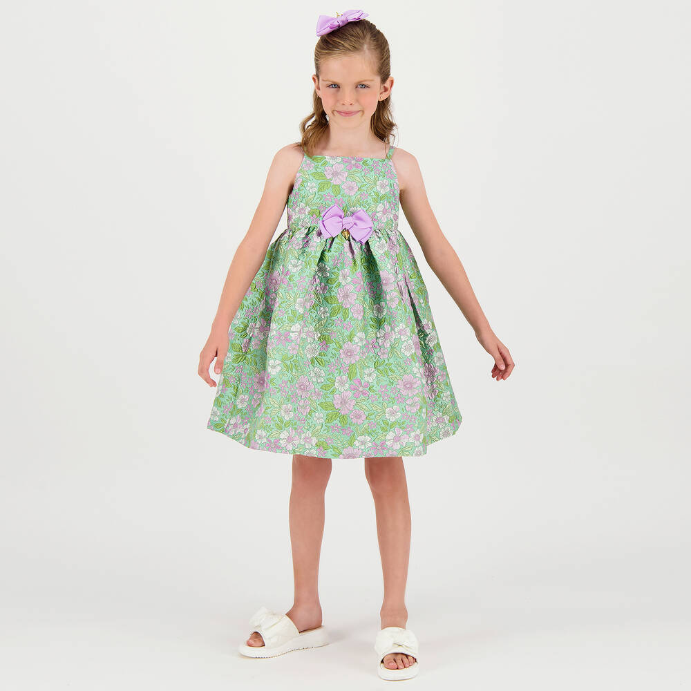 Angel's Face-Girls Green & Purple Jacquard Dress | Childrensalon Outlet
