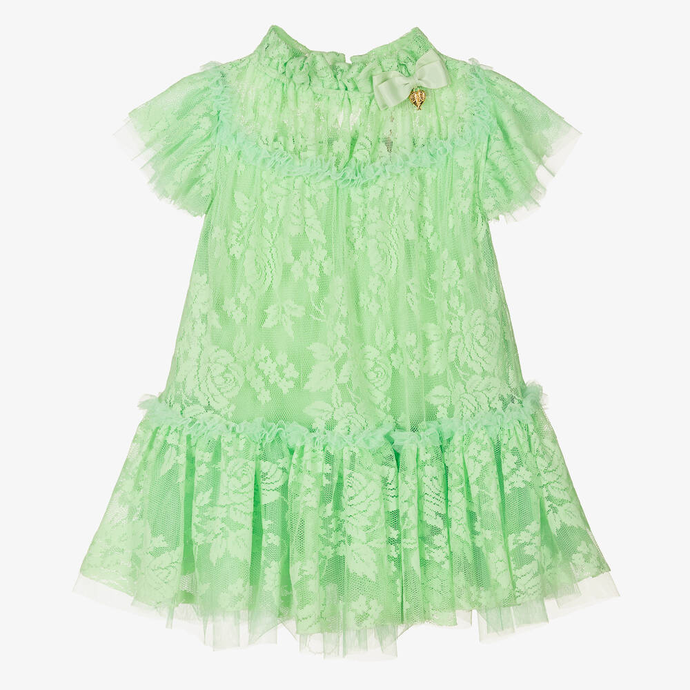 Angel's Face-Girls Green Tulle Lace Dress | Childrensalon Outlet