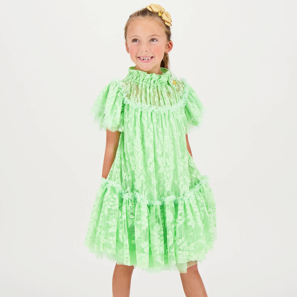 Angel's Face-Girls Green Tulle Lace Dress | Childrensalon Outlet