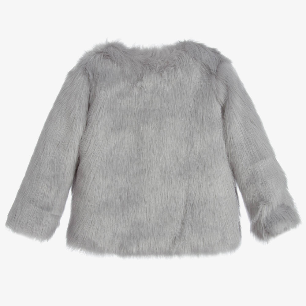 Angel's Face-Girls Grey Faux Fur Jacket | Childrensalon Outlet