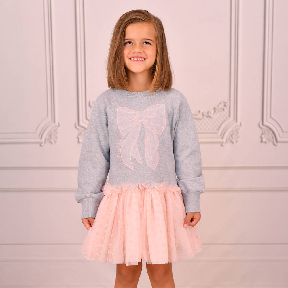 Angel's Face-فستان تول رمادي للبنات | Childrensalon Outlet