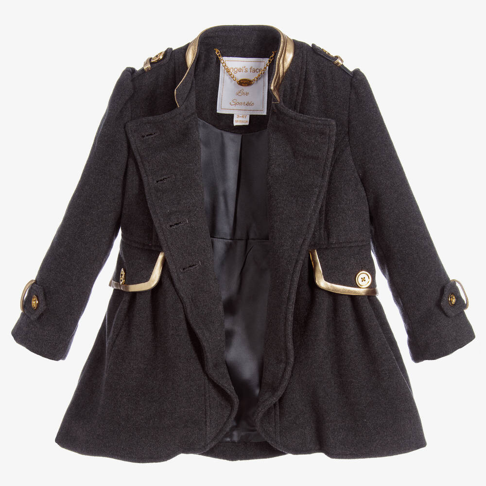 Angel's Face-Girls Grey Military Coat  | Childrensalon Outlet