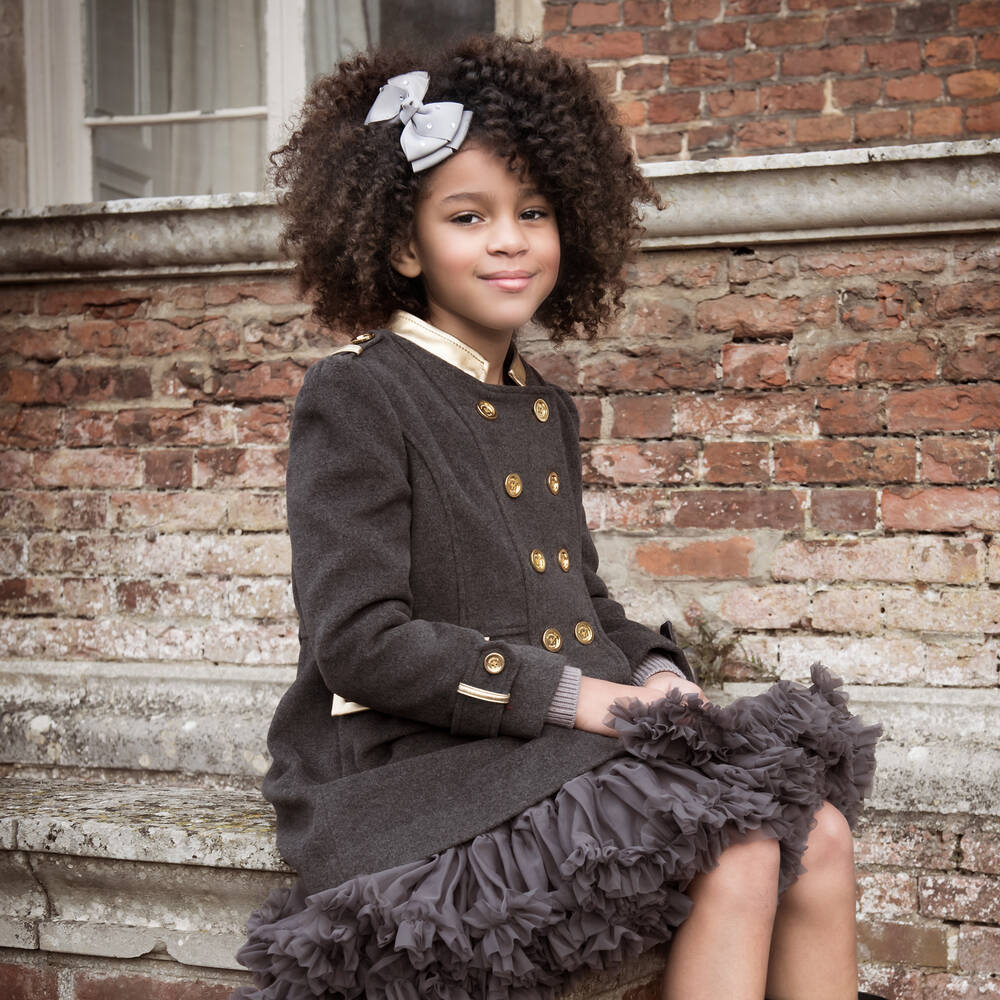 Angel s Face Girls Grey Military Coat Childrensalon Outlet