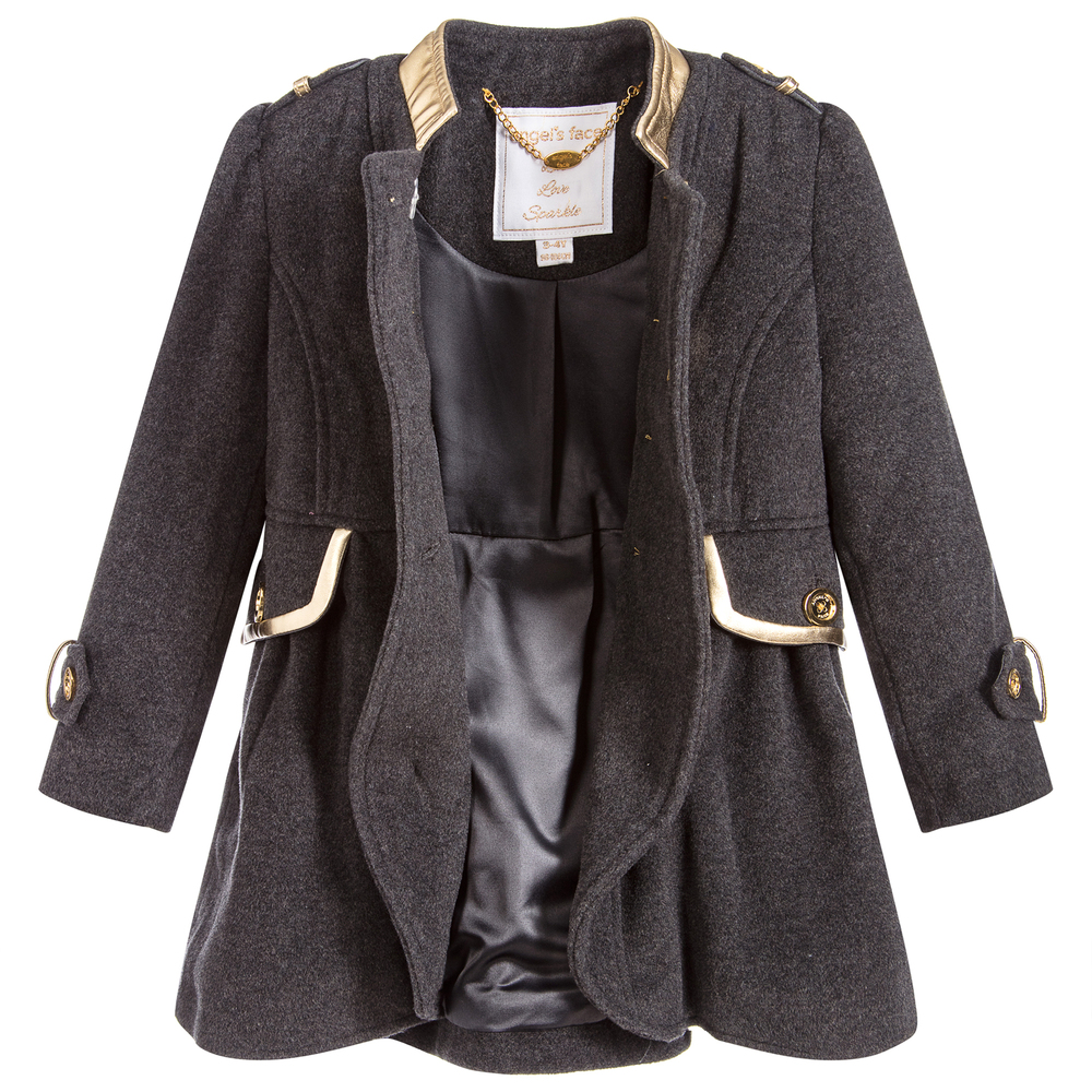 Angel s Face Girls Grey Military Coat Childrensalon Outlet