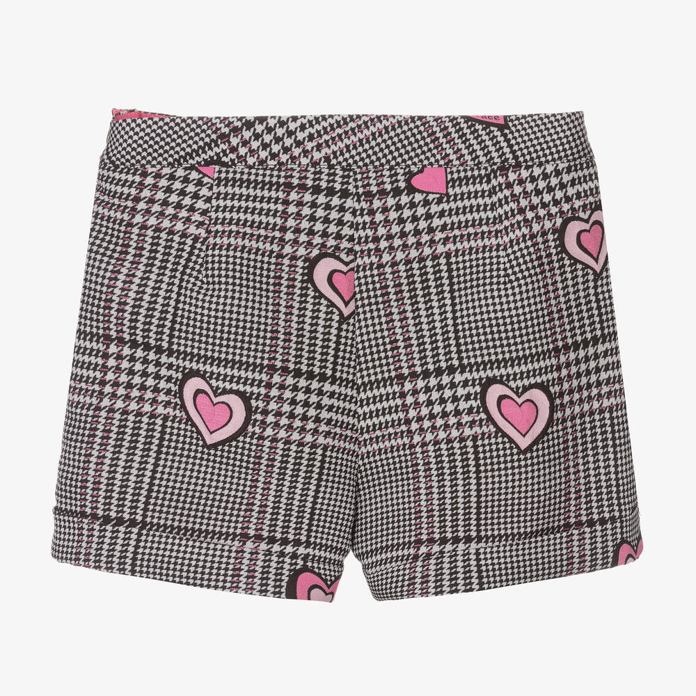 Angel's Face-Серо-розовые шорты в клетку с сердечками | Childrensalon Outlet