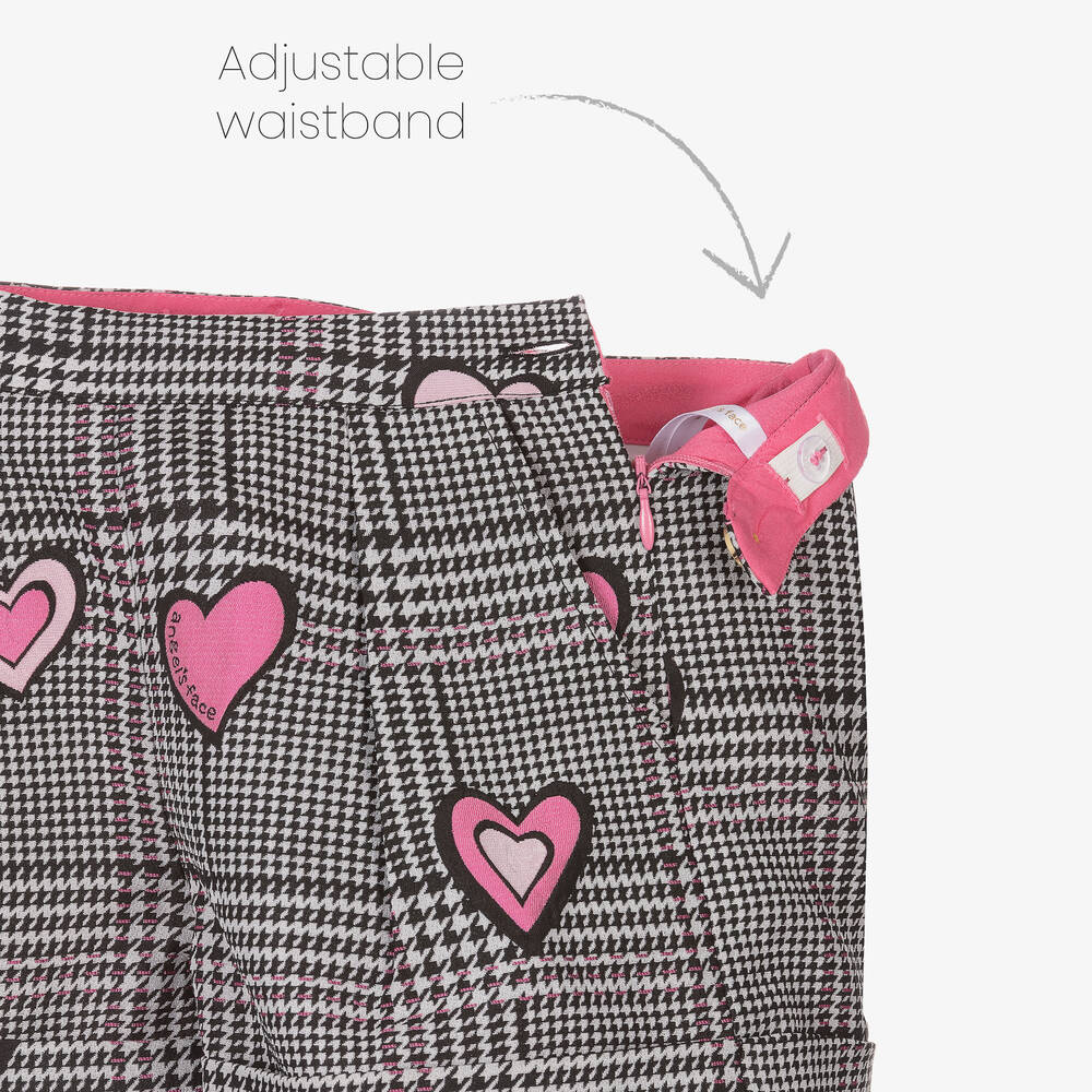 Angel's Face-Серо-розовые шорты в клетку с сердечками | Childrensalon Outlet
