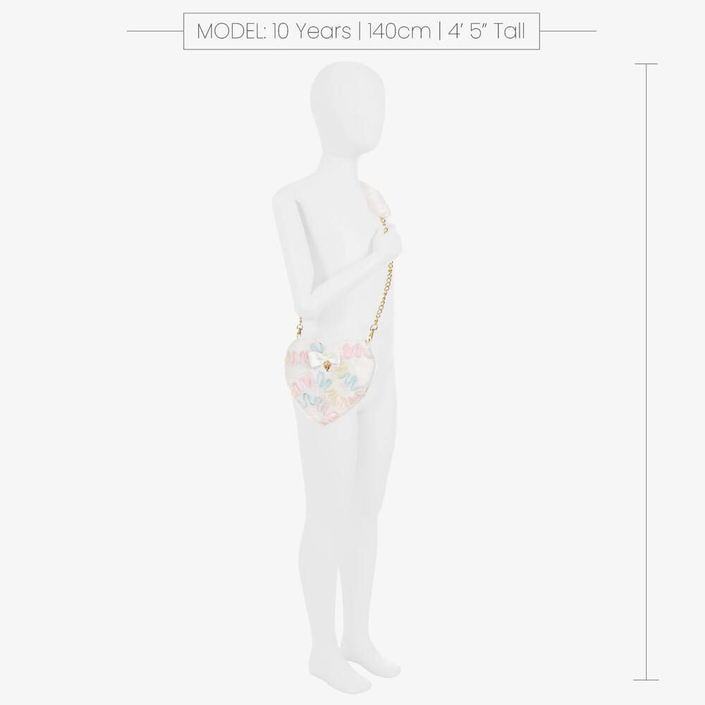 انجلز فيس-حقيبة شكل قلب فرو صناعي لون أبيض (21 سم) | Childrensalon Outlet