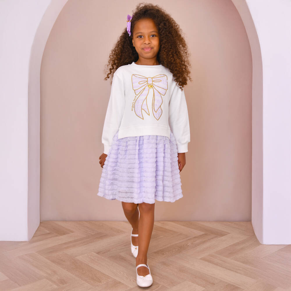 Angel's Face-Girls Ivory Jersey & Lilac Chiffon Ruffle Dress | Childrensalon Outlet
