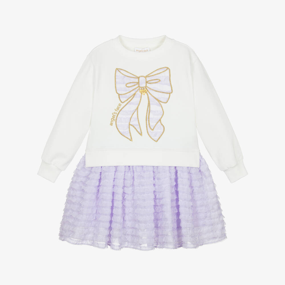Angel's Face-Girls Ivory Jersey & Lilac Chiffon Ruffle Dress | Childrensalon Outlet