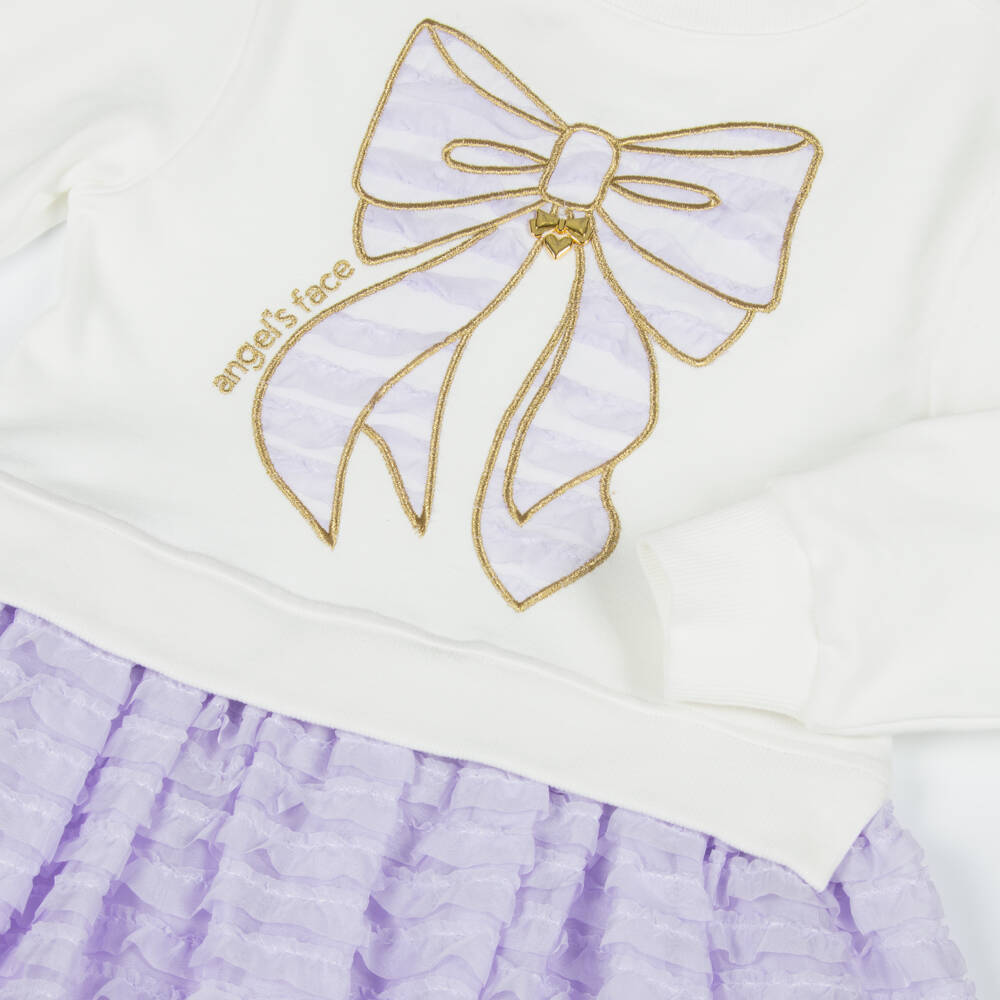 Angel's Face-Girls Ivory Jersey & Lilac Chiffon Ruffle Dress | Childrensalon Outlet