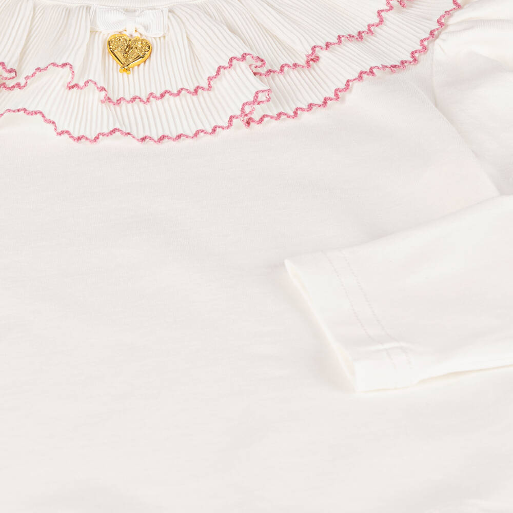 Angel's Face-توب بياقة قطن لون عاجي للبنات | Childrensalon Outlet