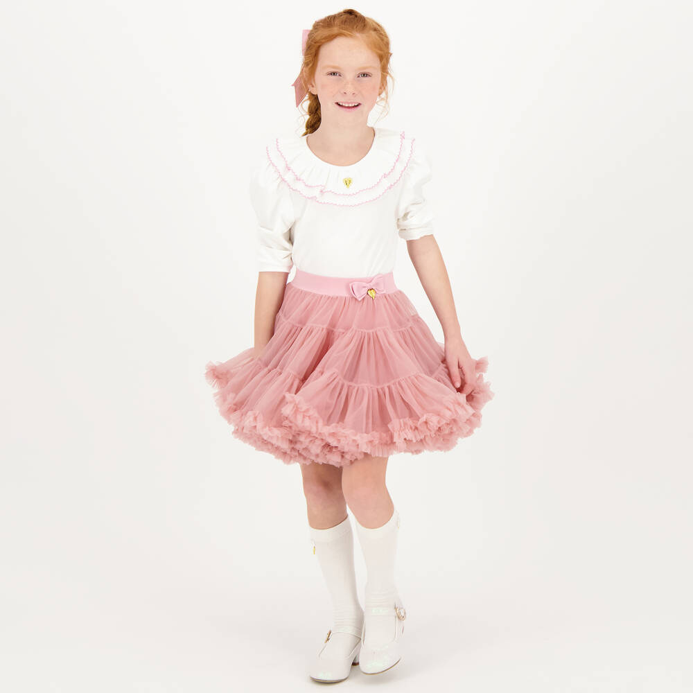 Angel's Face-توب بياقة قطن لون عاجي للبنات | Childrensalon Outlet