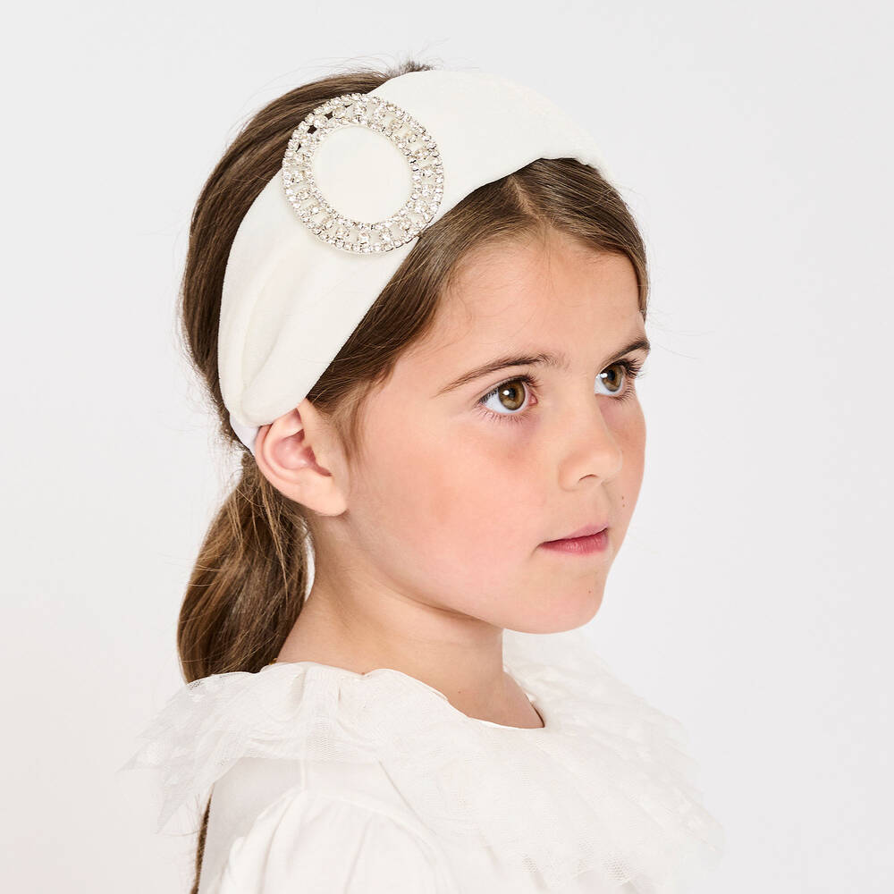 Angel's Face-Girls Ivory Velvet Hairband | Childrensalon Outlet