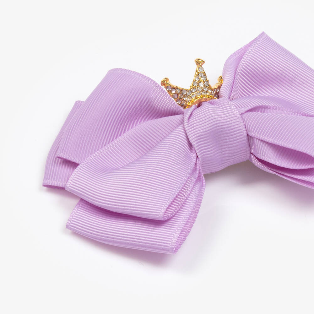 Angel's Face-Girls Lilac Crowned Bow Clip | Childrensalon Outlet