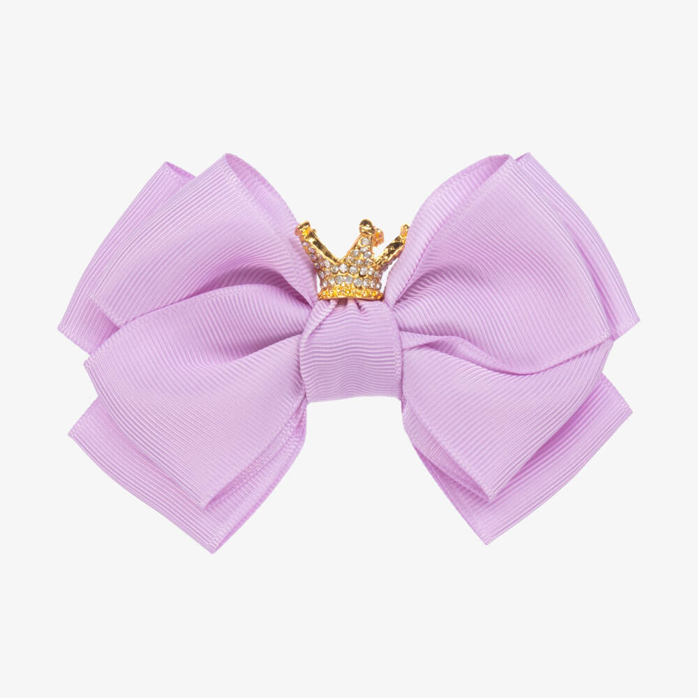 Angel's Face-Girls Lilac Crowned Bow Clip | Childrensalon Outlet