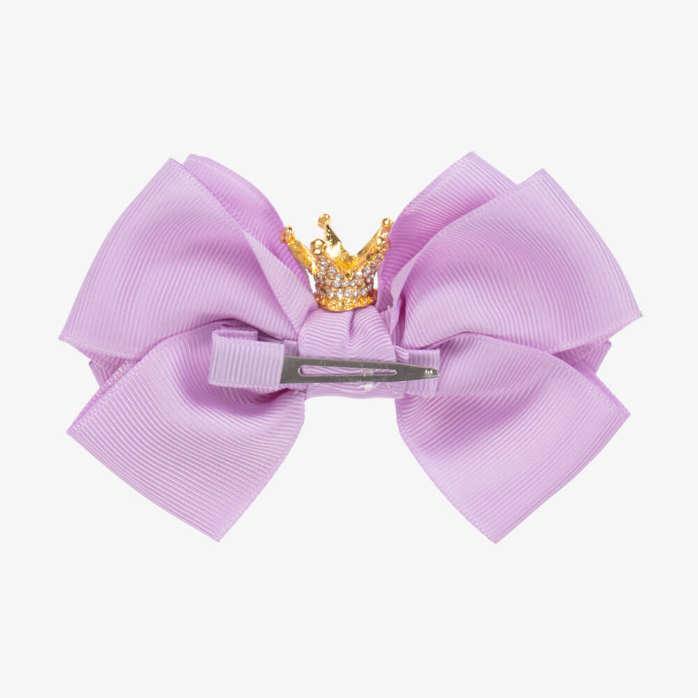 Angel's Face-Girls Lilac Crowned Bow Clip | Childrensalon Outlet