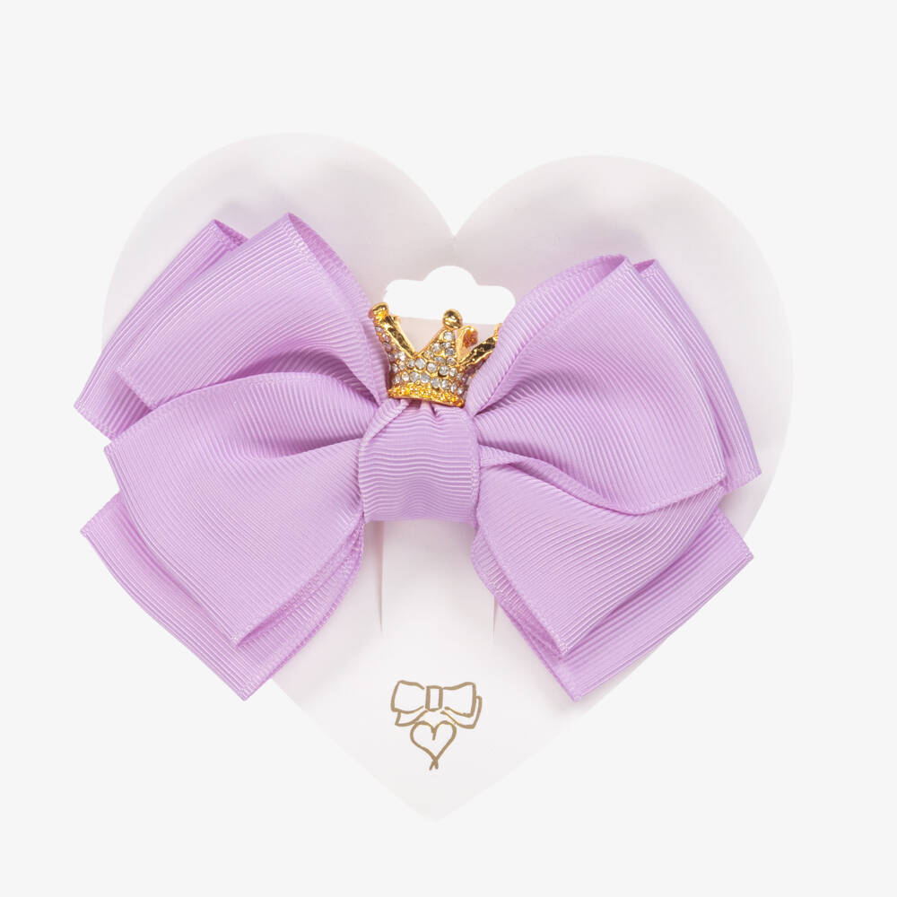 Angel's Face-Girls Lilac Crowned Bow Clip | Childrensalon Outlet