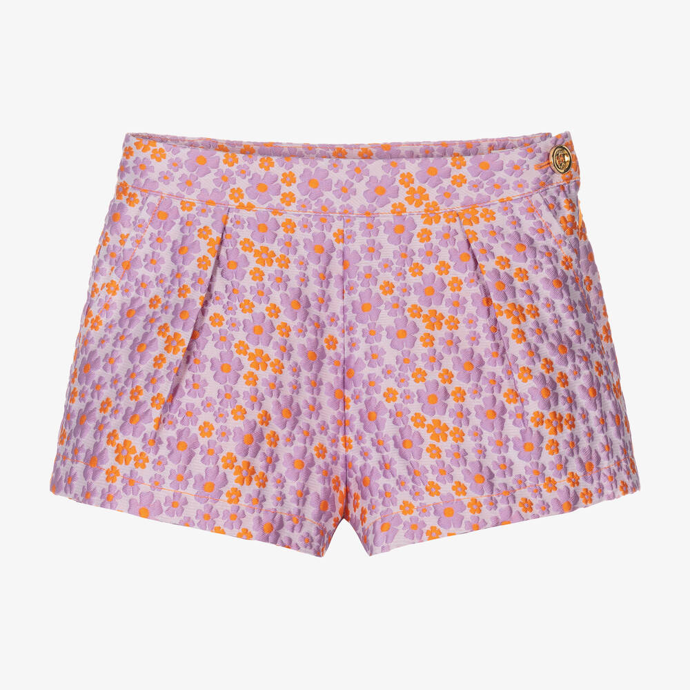 Angel's Face - Fliederfarben geblümte Brokatshorts | Childrensalon