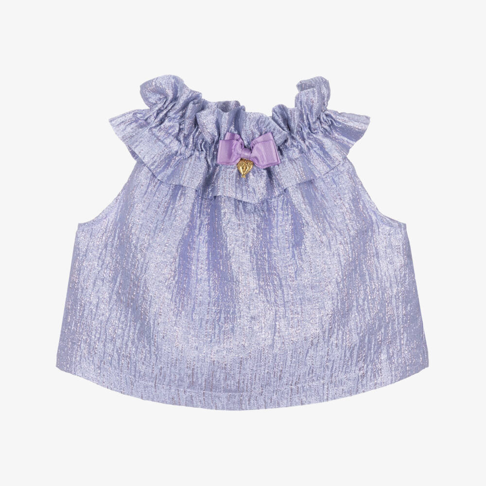 Angel's Face-Girls Lilac Jacquard Ruffle Blouse | Childrensalon Outlet