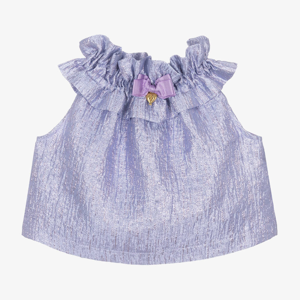 Angel's Face-Girls Lilac Jacquard Ruffle Blouse | Childrensalon Outlet