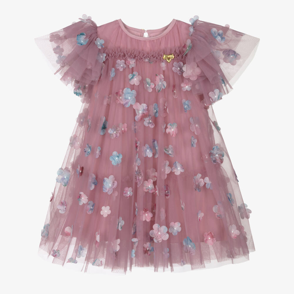 Angel's Face-Girls Lilac Pink Tulle Flowers Dress | Childrensalon Outlet