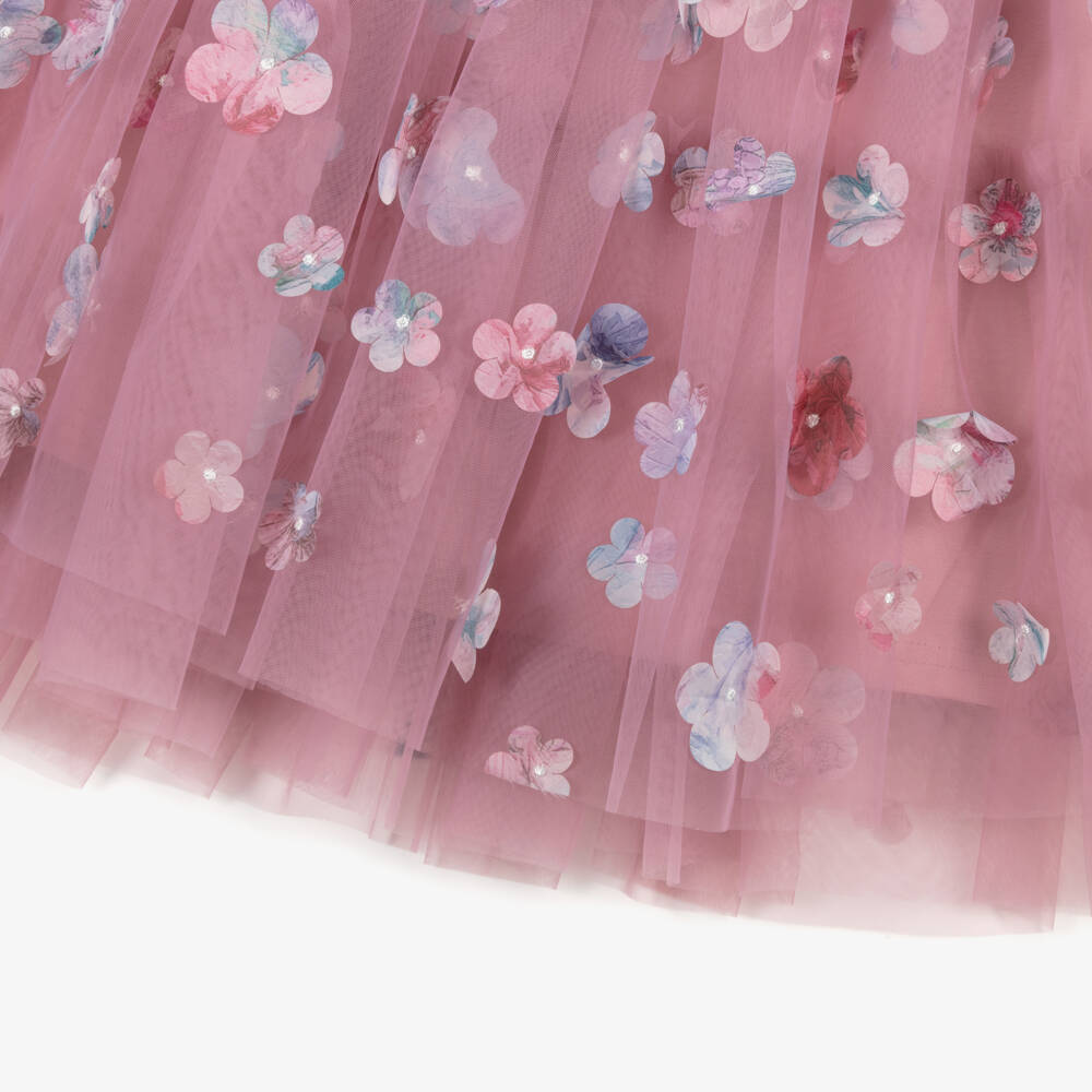 Angel's Face-تنورة تول وردية مزينة بالزهور للبنات | Childrensalon Outlet