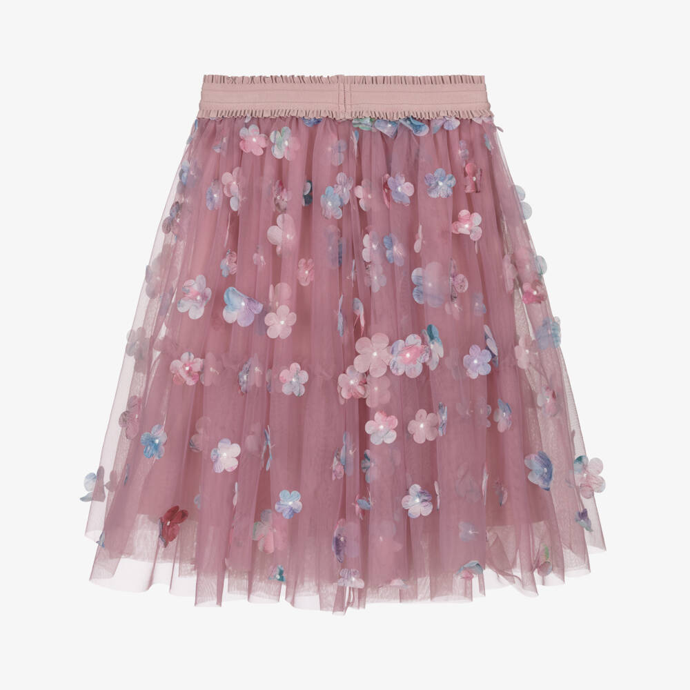Angel's Face-تنورة تول وردية مزينة بالزهور للبنات | Childrensalon Outlet