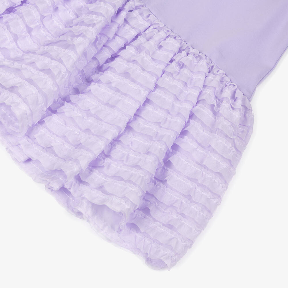 Angel's Face-Girls Lilac Purple Jersey & Chiffon Ruffle Dress with Logo Bow | Childrensalon Outlet