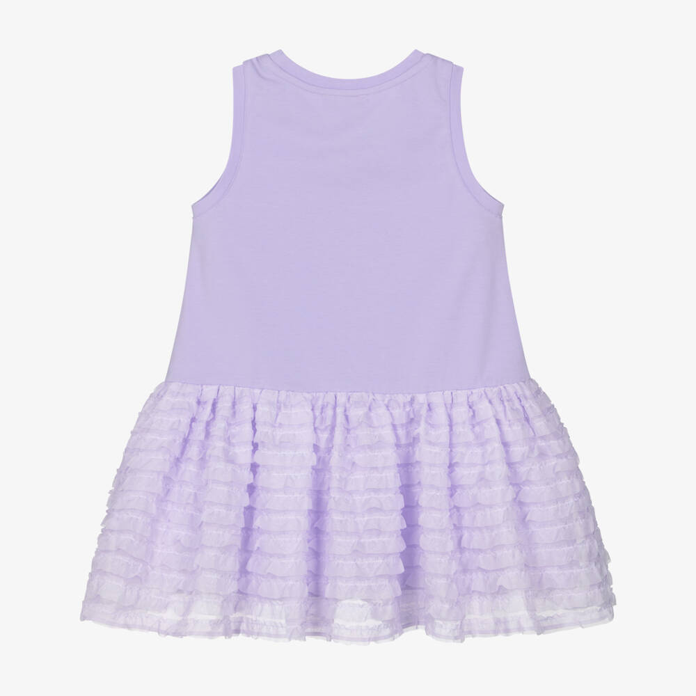 Angel's Face-Girls Lilac Purple Jersey & Chiffon Ruffle Dress with Logo Bow | Childrensalon Outlet