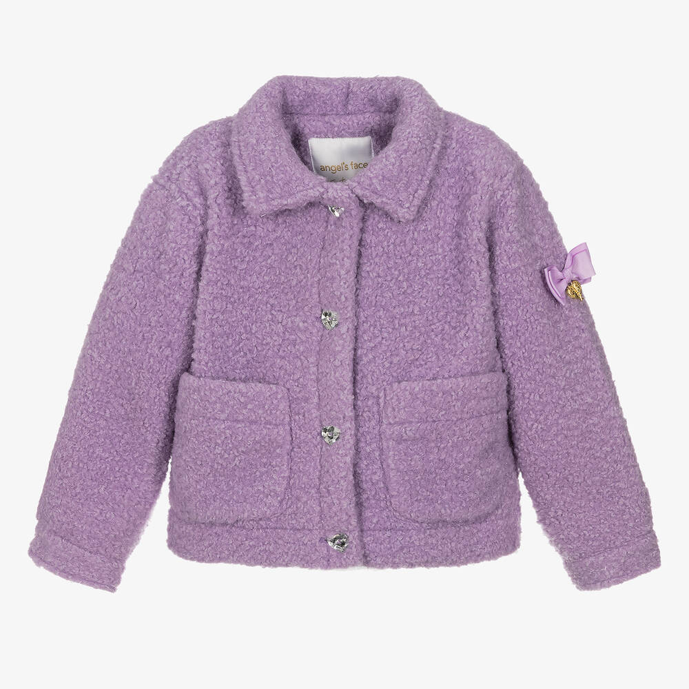 Angel's Face - Girls Lilac Purple Teddy Fleece Jacket | Childrensalon