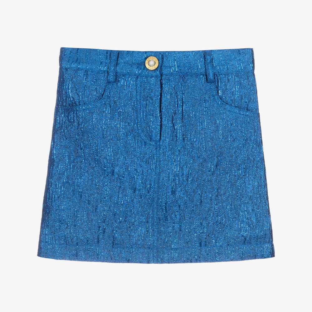 Angel's Face-Girls Metallic Blue Jacquard Skirt | Childrensalon Outlet