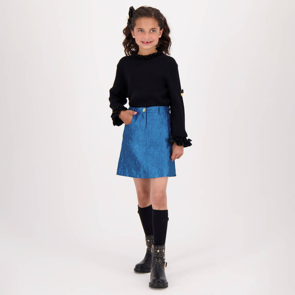 Angel's Face-Girls Metallic Blue Jacquard Skirt | Childrensalon Outlet
