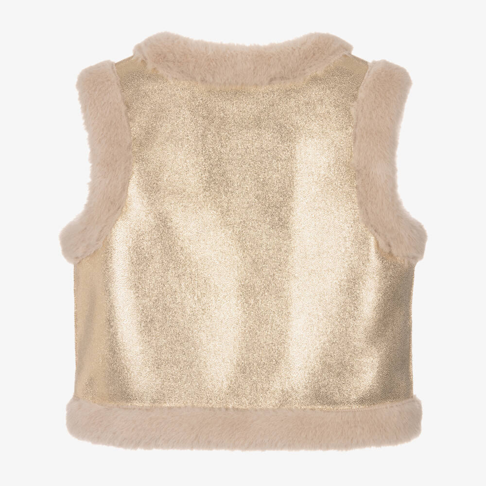 Angel's Face-سترة فرو جلد صناعي ذهبية للبنات | Childrensalon Outlet