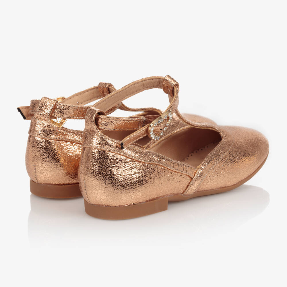 انجلز فيس-حذاء جلد صناعي لون روز ذهبي للبنات | Childrensalon Outlet