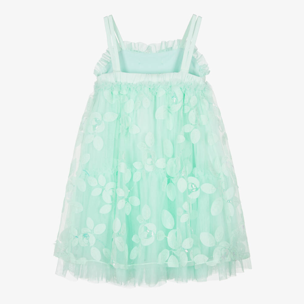 Angel's Face-Платье из мятного тюля с пайетками и бантом для девочек | Childrensalon Outlet
