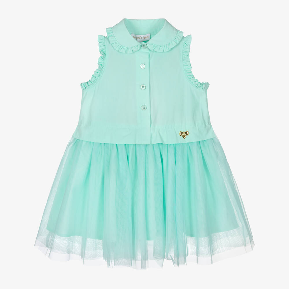 Angel's Face-Girls Mint Green Cotton & Tulle Dress | Childrensalon Outlet