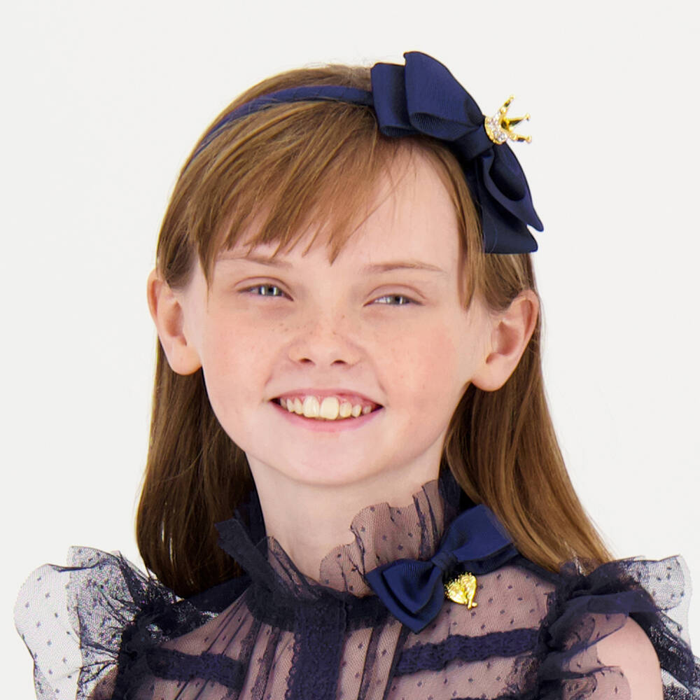 Angel's Face-طوق للشعر لون كحلي مزين بتاج | Childrensalon Outlet