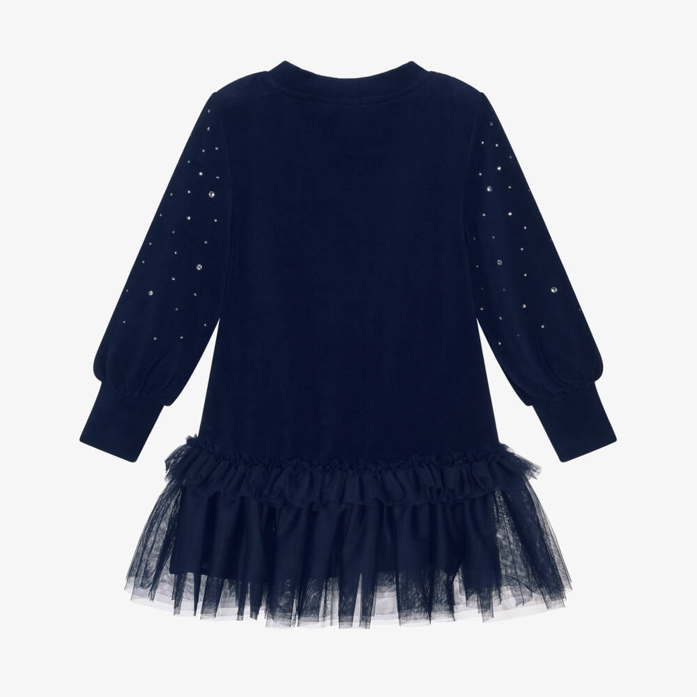 Angel's Face-Платье из синего велюра с блестками для девочек | Childrensalon Outlet