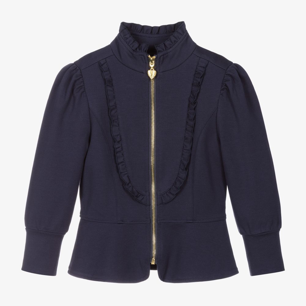 Angel's Face - Girls Navy Blue Ruffle Jacket | Childrensalon