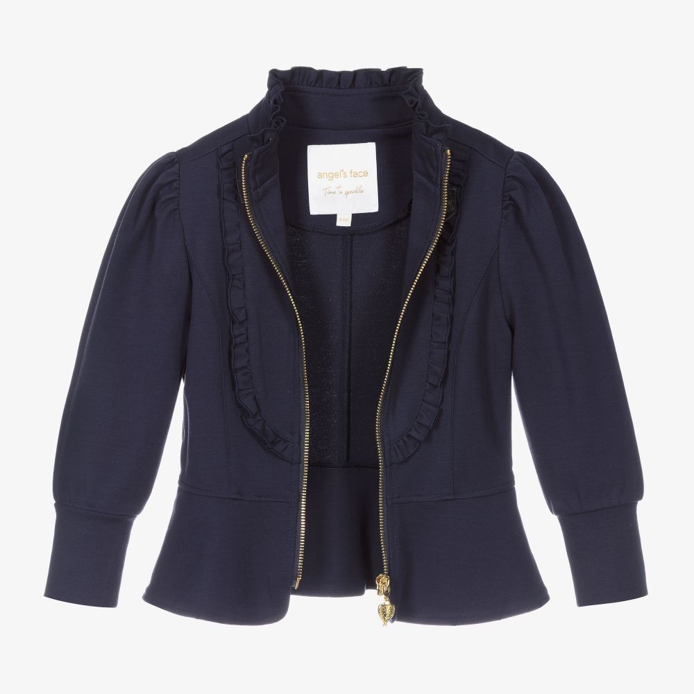 Angel's Face-Girls Navy Blue Ruffle Jacket | Childrensalon Outlet