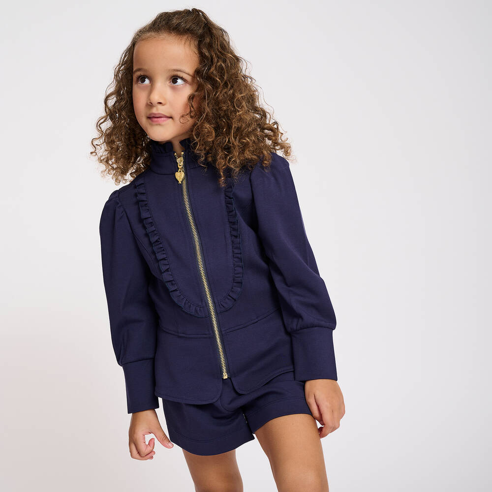 Angel's Face-Girls Navy Blue Ruffle Jacket | Childrensalon Outlet