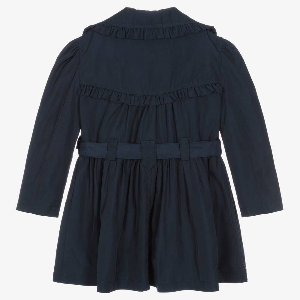 انجلز فيس-معطف ترانشكوت تويل لون كحلي للبنات | Childrensalon Outlet