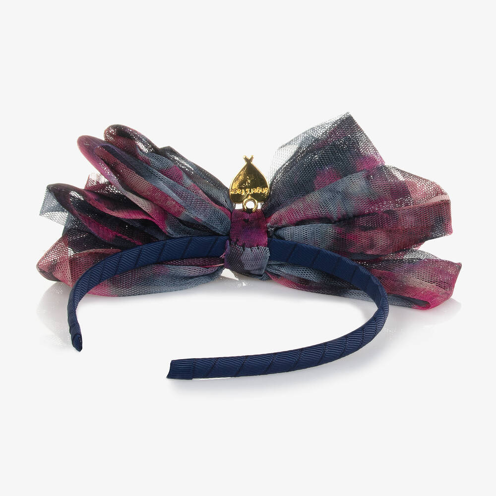 Angel's Face-طوق للشعر مزين بفيونكة تول لون كحلي للبنات | Childrensalon Outlet