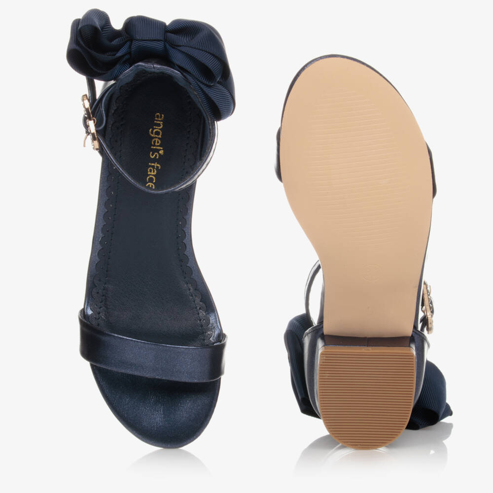 Angel's Face-Girls Navy Grosgrain Bow Sandals | Childrensalon Outlet