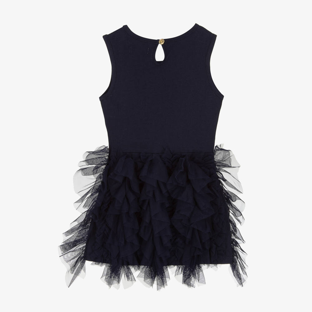 Angel's Face-Girls Navy Tulle Ruffle Gown | Childrensalon Outlet
